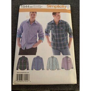 Simplicity 1544 Mens Shirt Sewing Pattern Uncut Size 44 46 48 50 52 2013